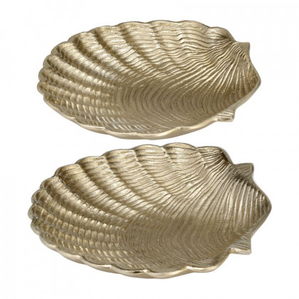 Sagebrook - 10"/12" Metal Flat Shell Dish (Set Of 2) in Champagne