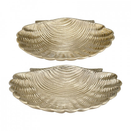 Sagebrook - 10"/12" Metal Flat Shell Dish (Set Of 2) in Champagne