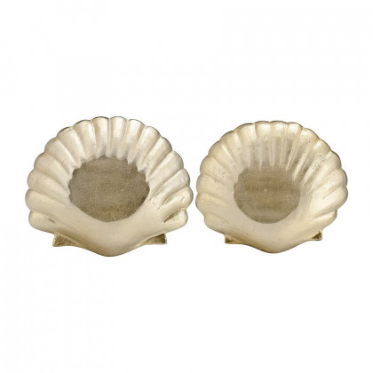 Sagebrook - 10"/12" Metal Flat Shell Dish (Set Of 2) in Champagne