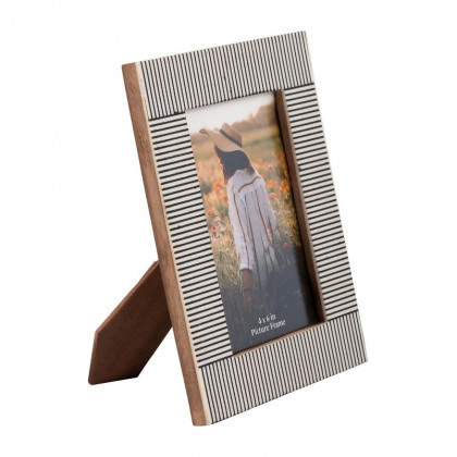 Sagebrook - 4"x6" Resin Etched Lines Photo Frame in Black/White
