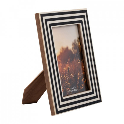 Sagebrook 4"x6" Resin Dimensional Lines Photo Frame - Black/White