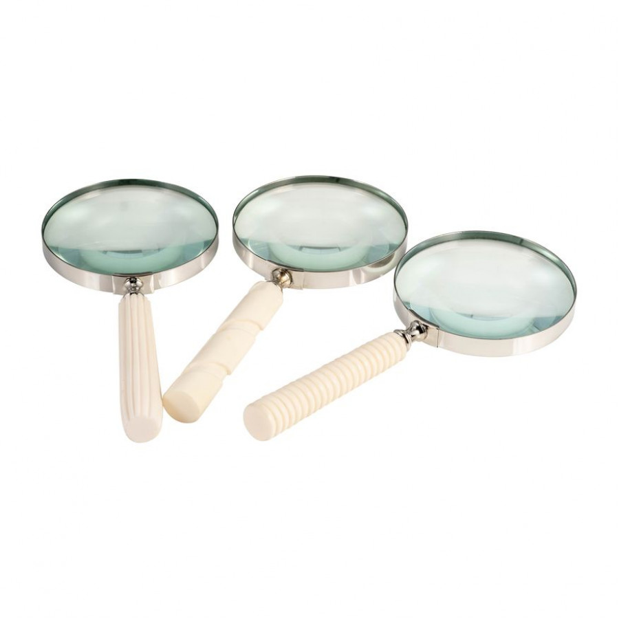 Sagebrook - 4" Metal/Resin Asrted Handle Magnifying Glass (Set Of 3)