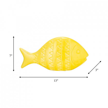 Sagebrook 13" Ceramic Zigzag Scaled Fish - Yellow