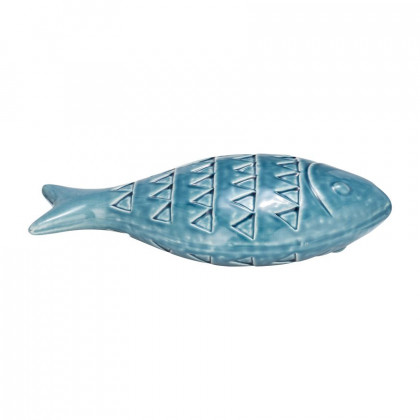 Sagebrook 13" Ceramic Zigzag Scaled Fish - Blue