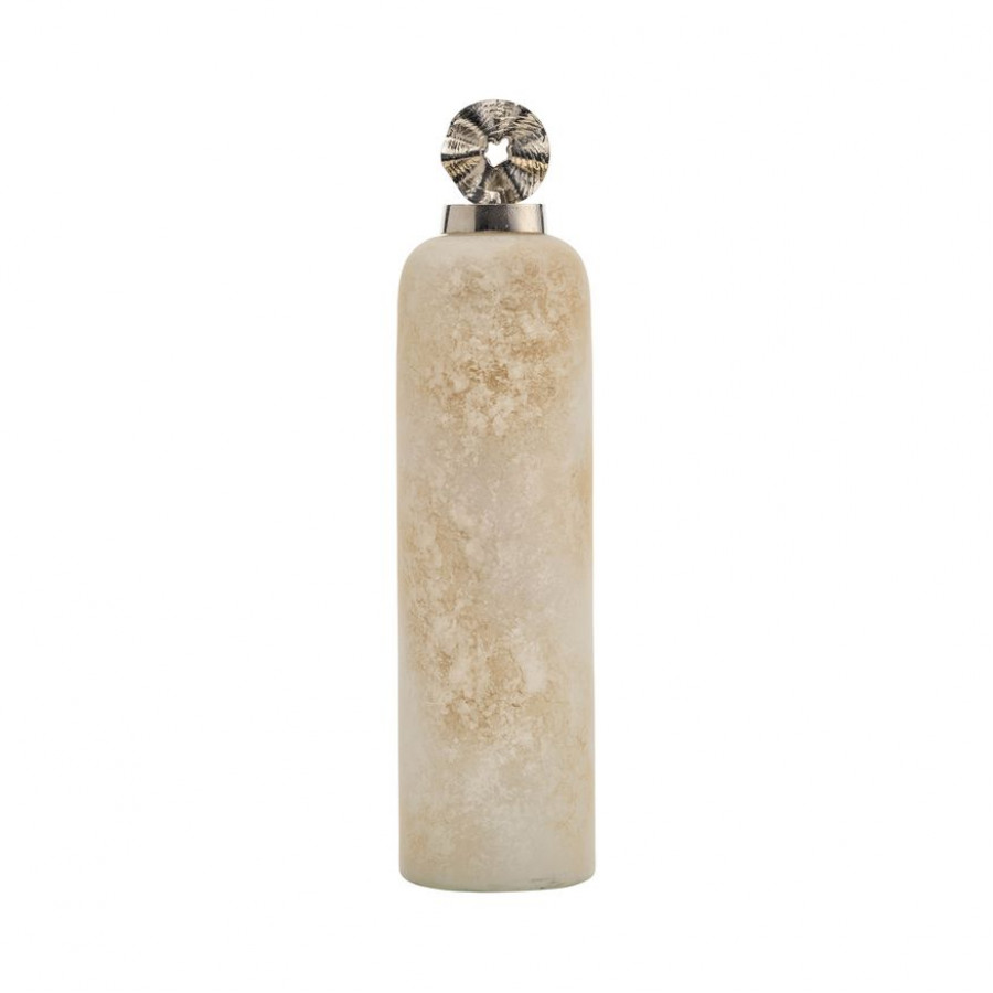 Sagebrook 18" Glass Vase With Pinwheel Top - Ivory/Beige
