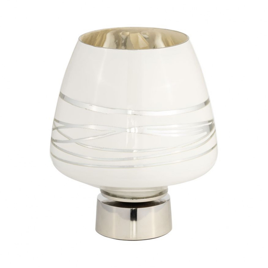 Sagebrook 9" Glass Vase With Silver Base - White