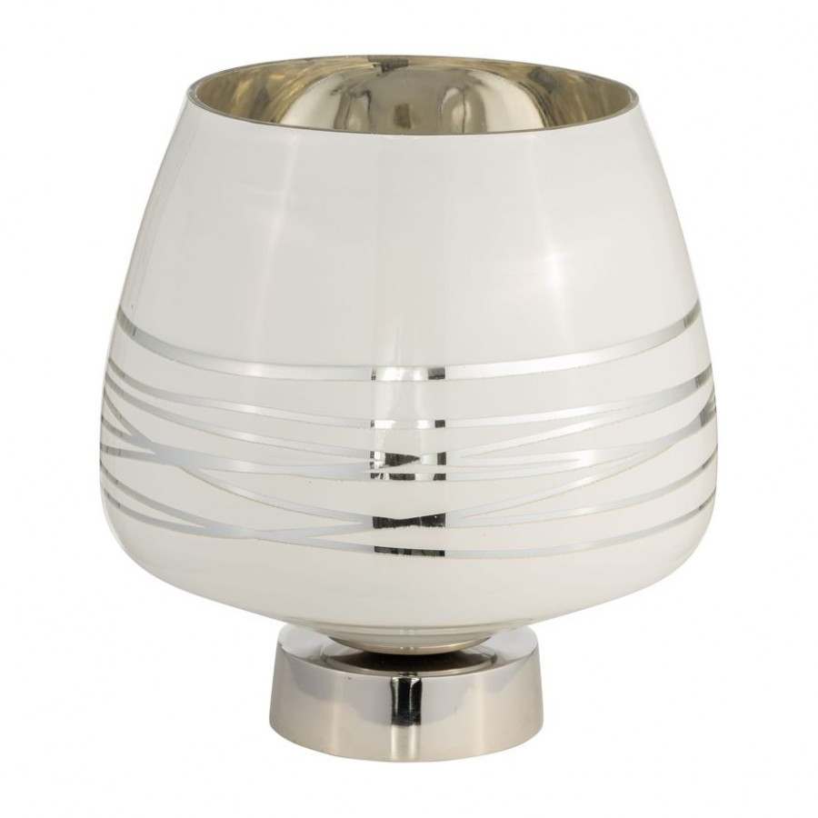 Sagebrook 12" Glass Vase With Silver Base - White