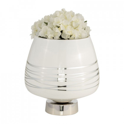 Sagebrook 12" Glass Vase With Silver Base - White