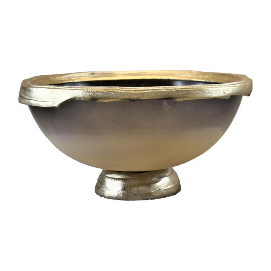 Sagebrook - 15" Glass Bowl With Silver Base in Taupe Nickel