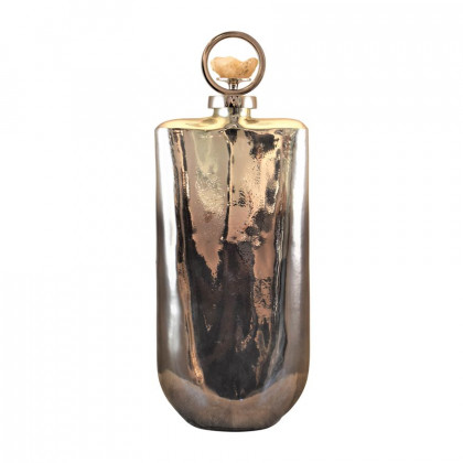 Sagebrook - 16" Glass Metallic Bottle With Stone Top