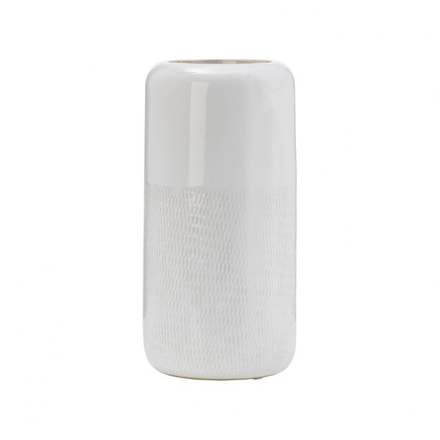 Sagebrook 10" Ceramic Grooved Vase - Ivory