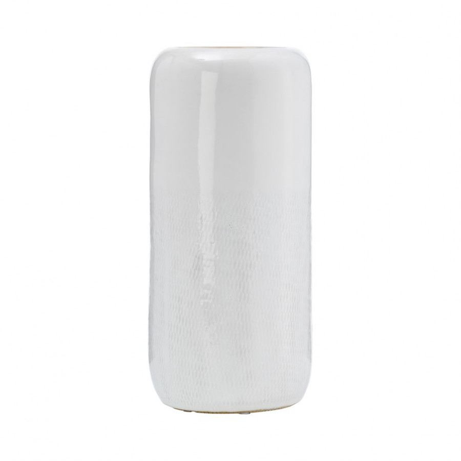 Sagebrook 12" Ceramic Grooved Vase - Ivory