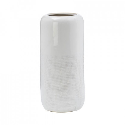 Sagebrook 12" Ceramic Grooved Vase - Ivory