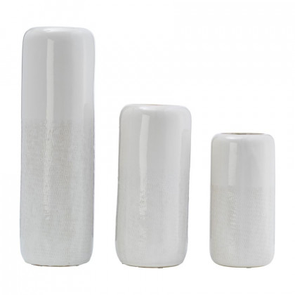 Sagebrook 12" Ceramic Grooved Vase - Ivory