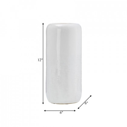 Sagebrook 12" Ceramic Grooved Vase - Ivory