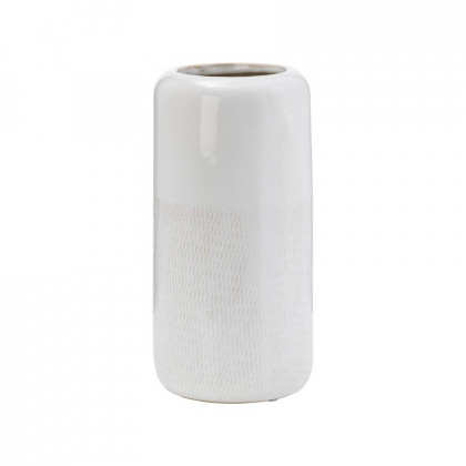 Sagebrook 10" Ceramic Grooved Vase - Ivory
