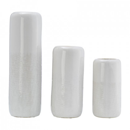 Sagebrook 18" Ceramic Grooved Vase - Ivory