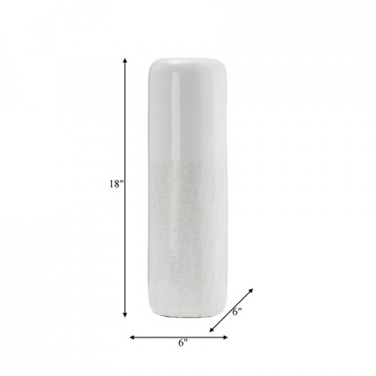 Sagebrook 18" Ceramic Grooved Vase - Ivory