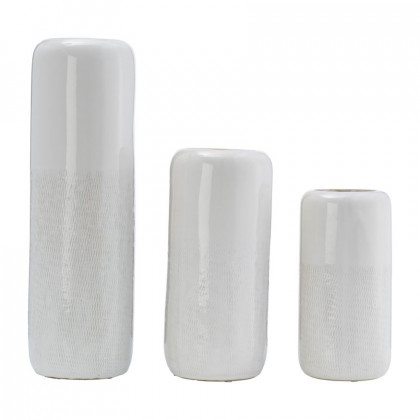 Sagebrook 10" Ceramic Grooved Vase - Ivory