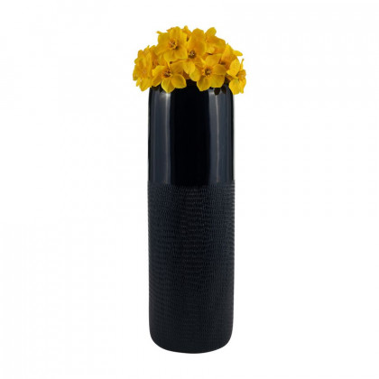 Sagebrook 18" Ceramic Grooved Vase - Navy Blue
