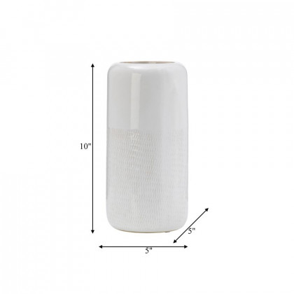 Sagebrook 10" Ceramic Grooved Vase - Ivory