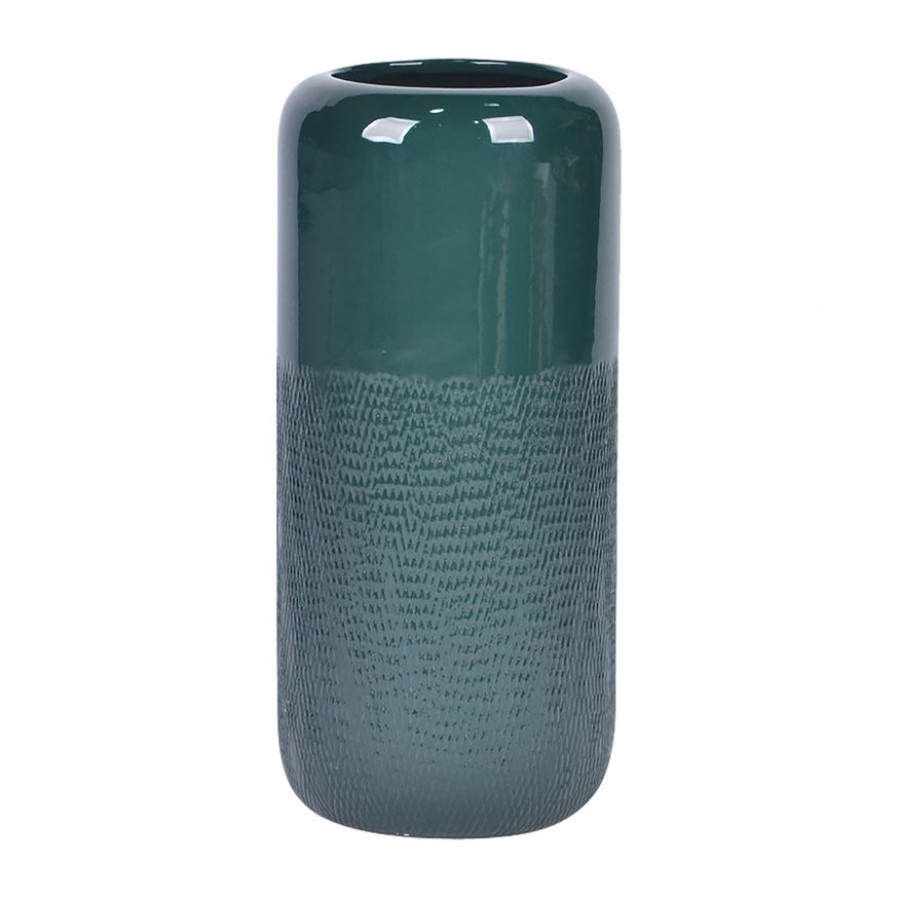 Sagebrook 10" Ceramic Grooved Vase - Forest Green
