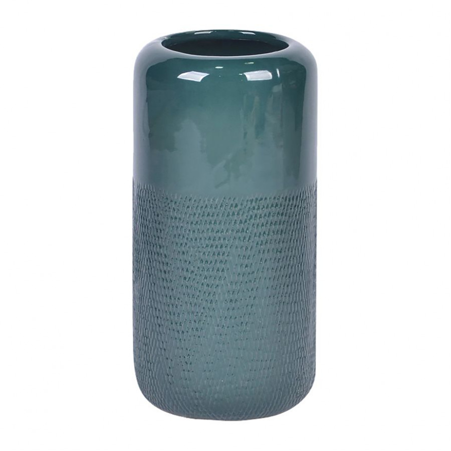Sagebrook 12" Ceramic Grooved Vase - Forest Green