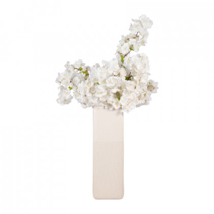 Sagebrook 18" Ceramic Squared Grooved Vase - Ivory