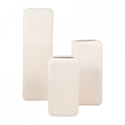 Sagebrook 18" Ceramic Squared Grooved Vase - Ivory