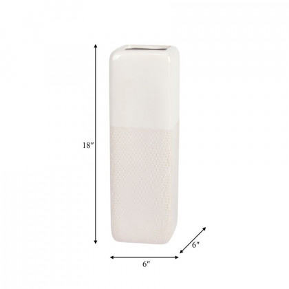 Sagebrook 18" Ceramic Squared Grooved Vase - Ivory