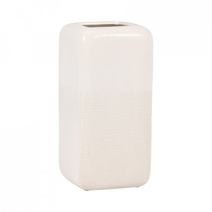 Sagebrook 12" Ceramic Squared Grooved Vase - Ivory