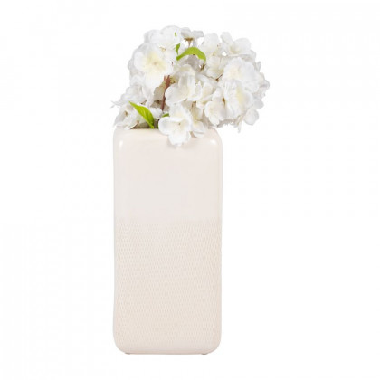 Sagebrook 12" Ceramic Squared Grooved Vase - Ivory
