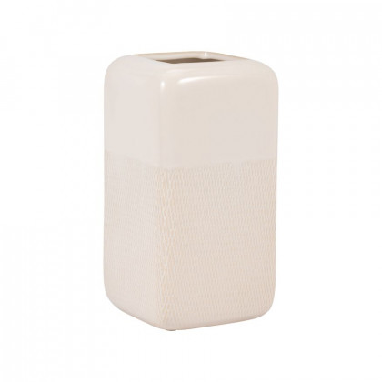 Sagebrook 10" Ceramic Squared Grooved Vase - Ivory