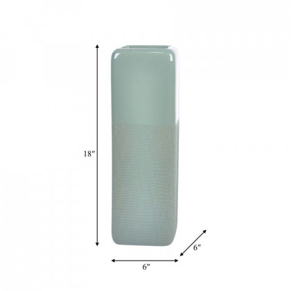 Sagebrook 18" Ceramic Squared Grooved Vase - Cucumber