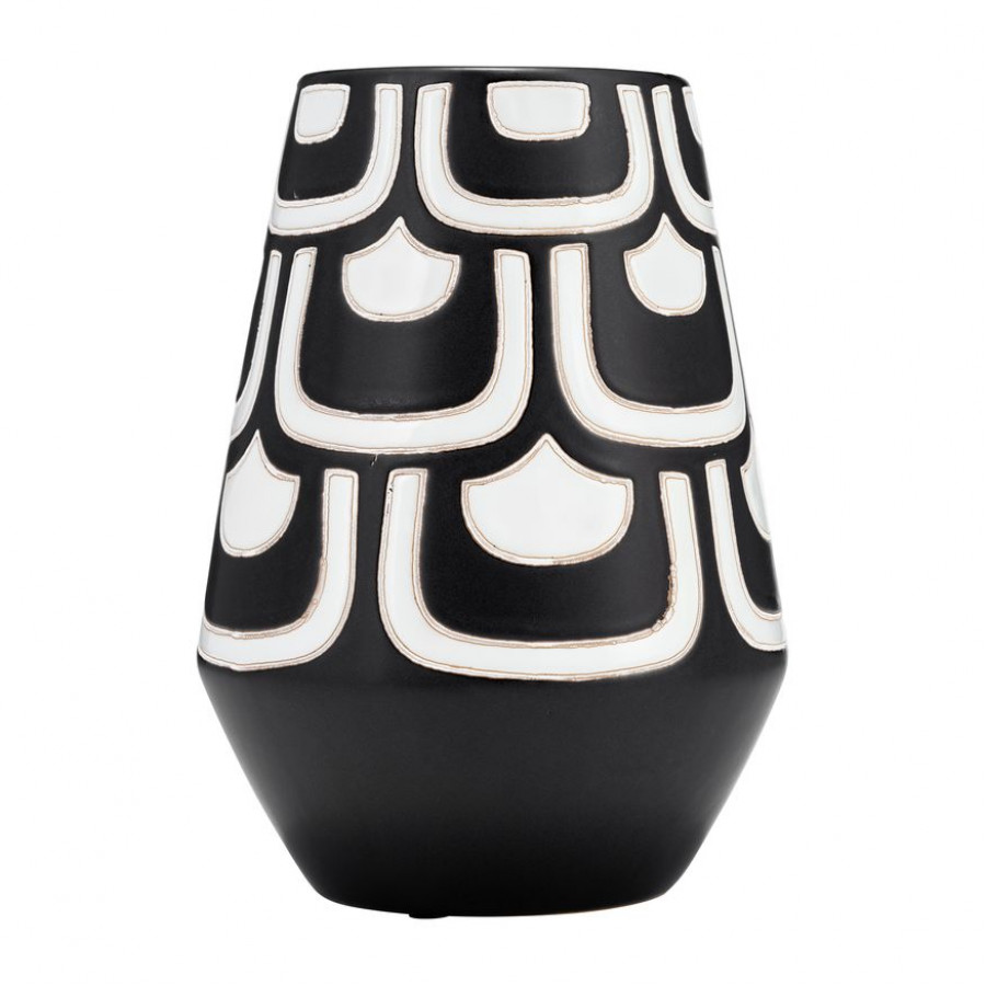 Sagebrook - 10" Ceramic Tribal Vase in Black/White