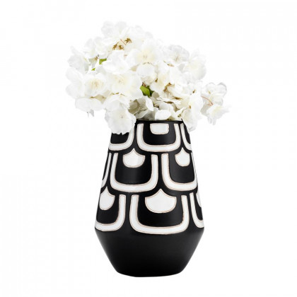 Sagebrook - 10" Ceramic Tribal Vase in Black/White