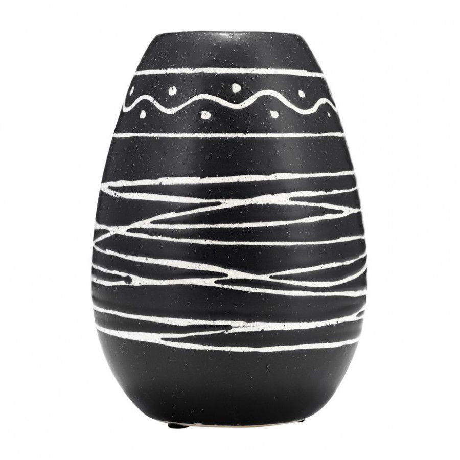 Sagebrook - 8" Ceramic Tribal Vase in Black/White