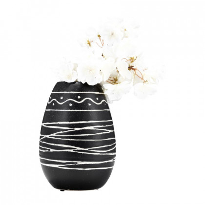 Sagebrook - 8" Ceramic Tribal Vase in Black/White
