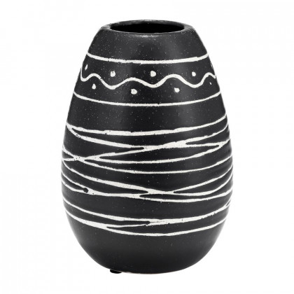 Sagebrook - 8" Ceramic Tribal Vase in Black/White