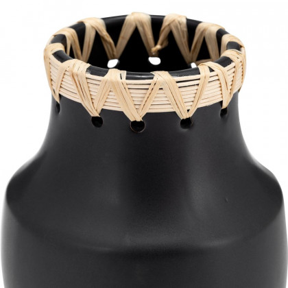 Sagebrook 7" Ceramic Vase With Weaving - Black