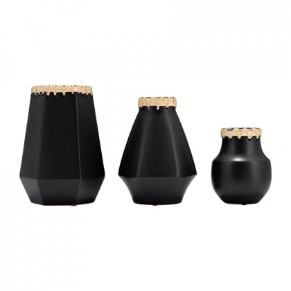 Sagebrook 7" Ceramic Vase With Weaving - Black