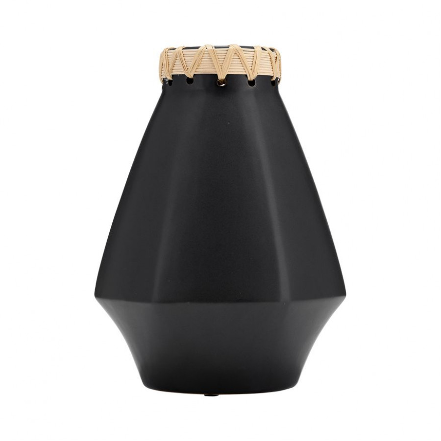 Sagebrook 10" Ceramic Vase With Weaving - Black