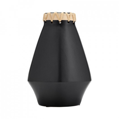 Sagebrook 10" Ceramic Vase With Weaving - Black