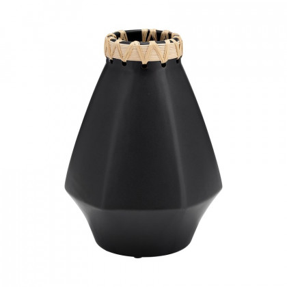 Sagebrook 10" Ceramic Vase With Weaving - Black