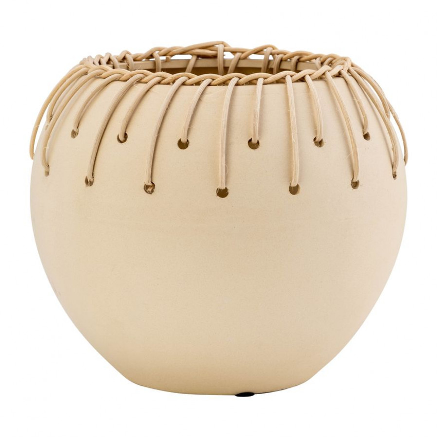 Sagebrook - 9" Ceramic Bowl With Weaving in Natural