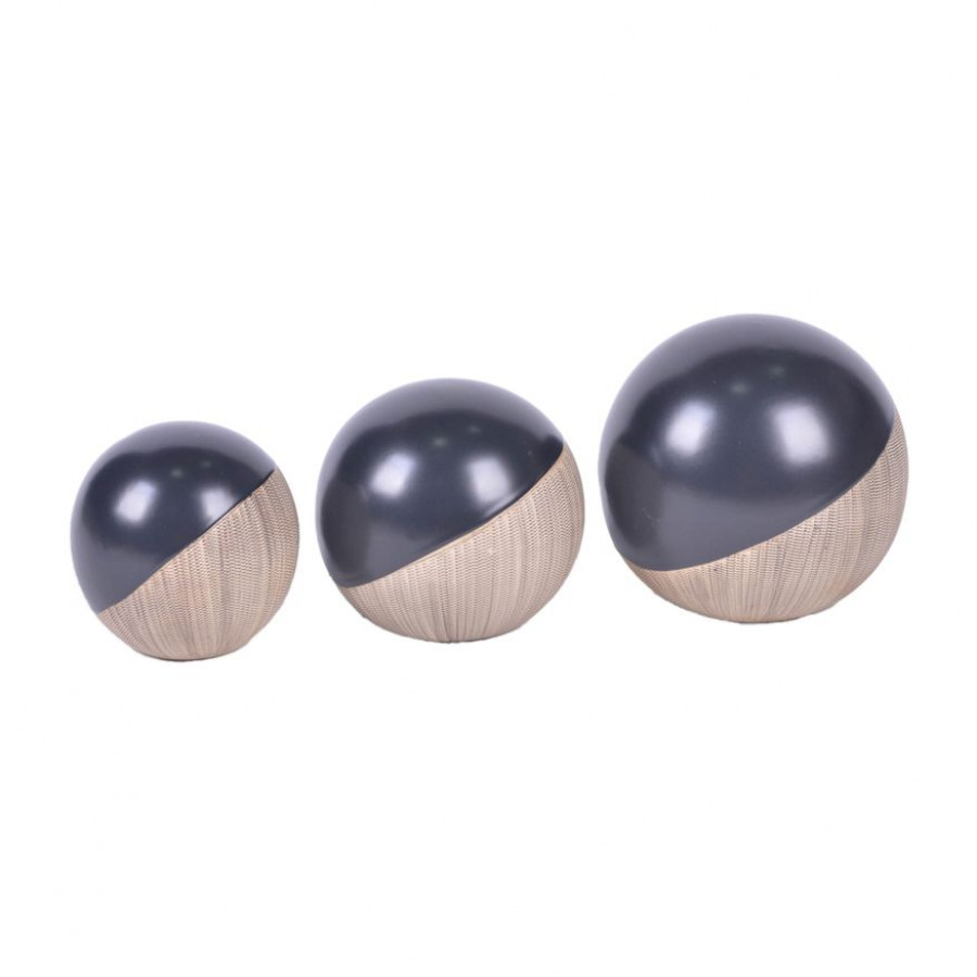 Sagebrook 4"/5"/6" Ceramic 2-tone Orbs (Set Of 3) - Cream/Black