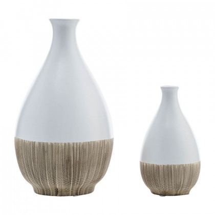 Sagebrook 11" Ceramic 2-tone Teardrop Vase - Creme/White