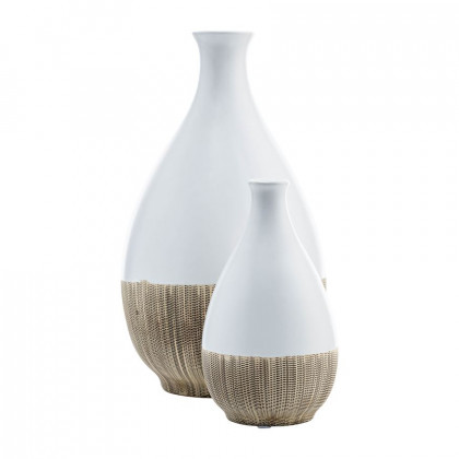 Sagebrook 11" Ceramic 2-tone Teardrop Vase - Creme/White