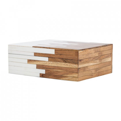 Sagebrook - 6"/7"/9" Resin 2-Toned Boxes (Set Of 3) in Natural/White