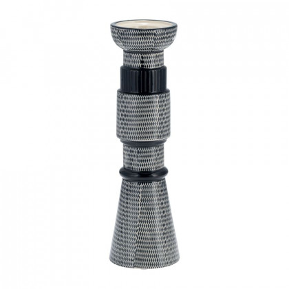 Sagebrook 15" Ceramic Dotted Pillar Candle Holder - Navy Blue/Cotton